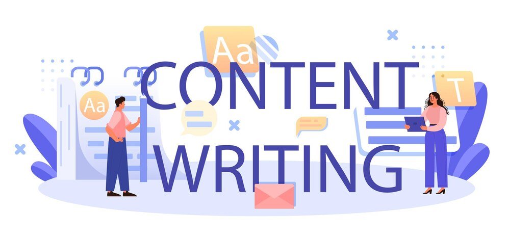 content writing typographic header professional speaker journalist write speech public announcement copywriter creating text media flatvector