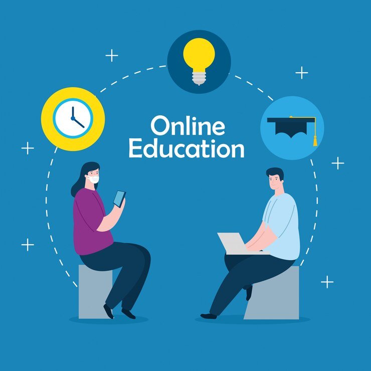 couple education online with icons