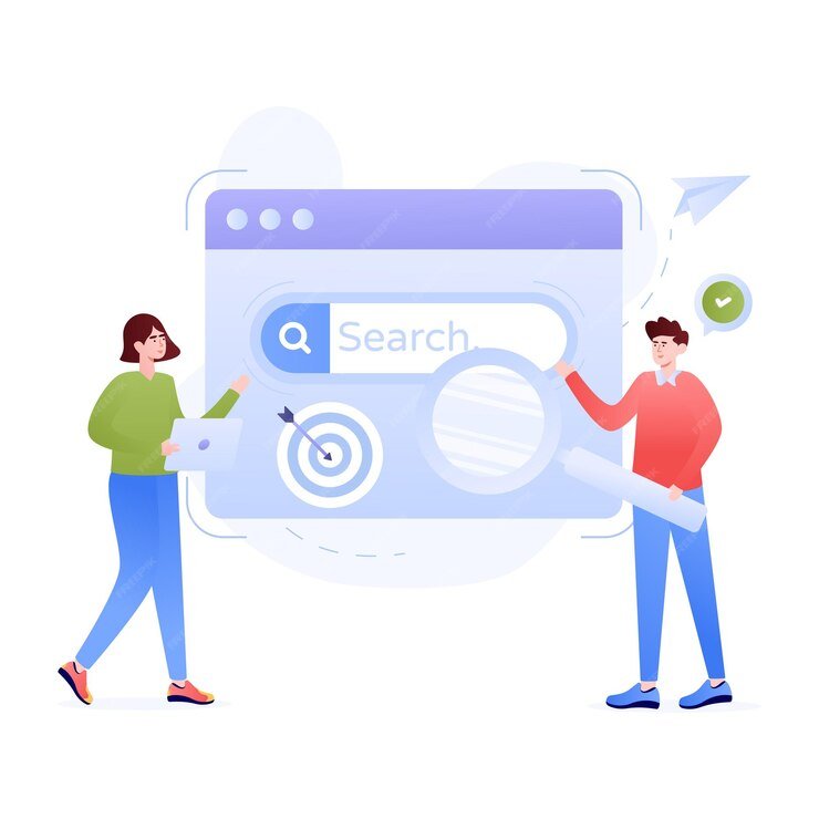 online data search flat illustration seo optimization