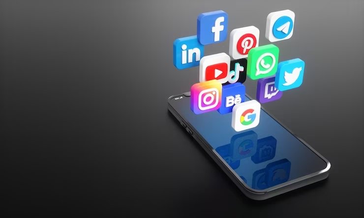 social media icons logos mobile phone screen background social marketing networking